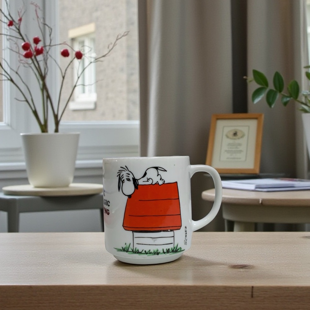 Vintage 70’s Snoopy Ceramic Mug “I Think I'm Allergic to Mornings” Made in Japan